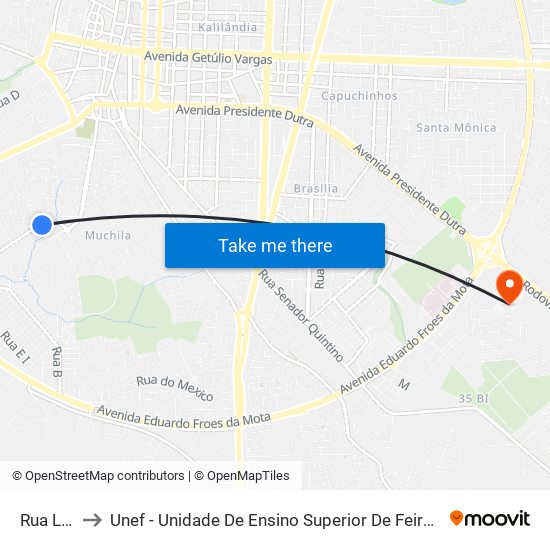 Rua L, 11 to Unef - Unidade De Ensino Superior De Feira De Santana map