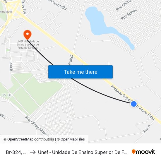 Br-324, 7710 to Unef - Unidade De Ensino Superior De Feira De Santana map