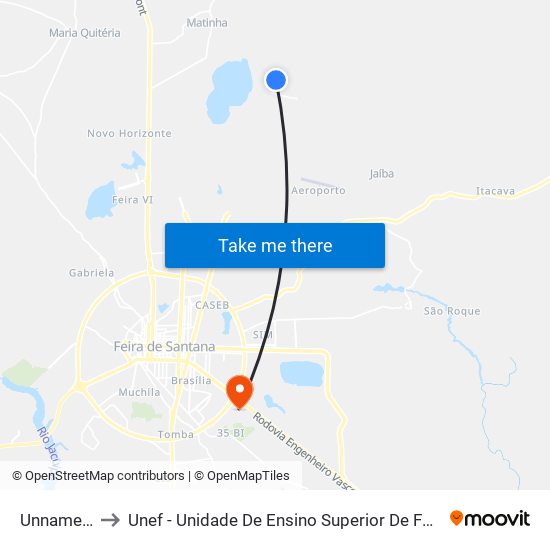 Unnamed 17 to Unef - Unidade De Ensino Superior De Feira De Santana map