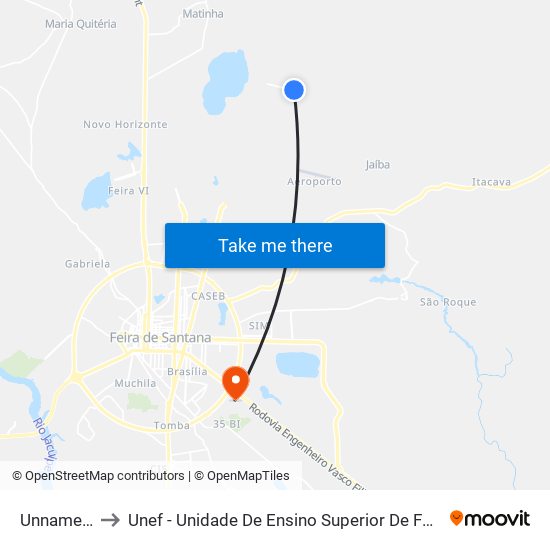 Unnamed 22 to Unef - Unidade De Ensino Superior De Feira De Santana map