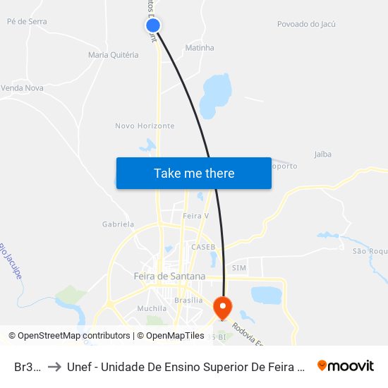 Br324 to Unef - Unidade De Ensino Superior De Feira De Santana map