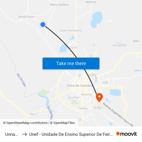 Unnamed to Unef - Unidade De Ensino Superior De Feira De Santana map
