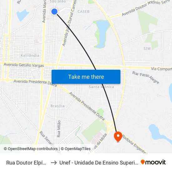 Rua Doutor Elpídio Nova, 851 to Unef - Unidade De Ensino Superior De Feira De Santana map