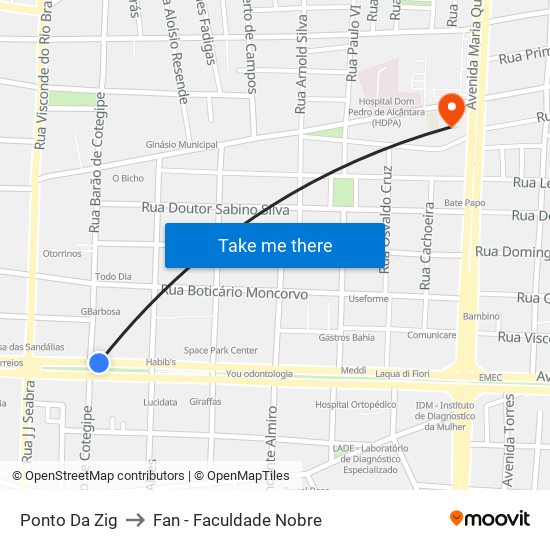 Ponto Da Zig to Fan - Faculdade Nobre map