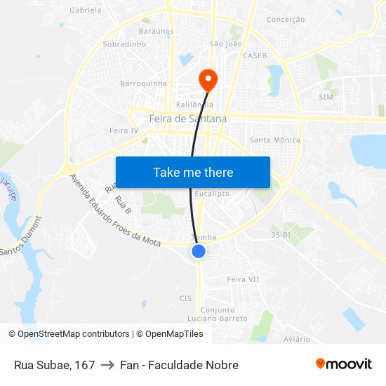 Rua Subae, 167 to Fan - Faculdade Nobre map