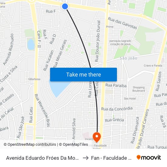 Avenida Eduardo Fróes Da Mota, 6032 to Fan - Faculdade Nobre map