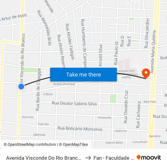 Avenida Visconde Do Rio Branco, 430-474 to Fan - Faculdade Nobre map