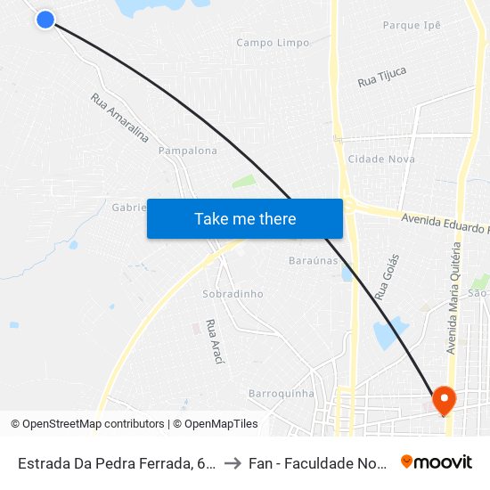 Estrada Da Pedra Ferrada, 611 to Fan - Faculdade Nobre map