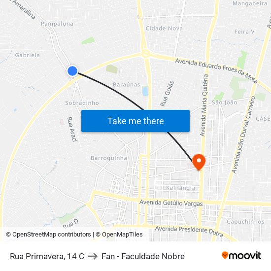 Rua Primavera, 14 C to Fan - Faculdade Nobre map