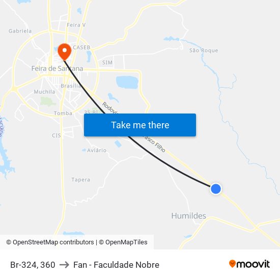 Br-324, 360 to Fan - Faculdade Nobre map