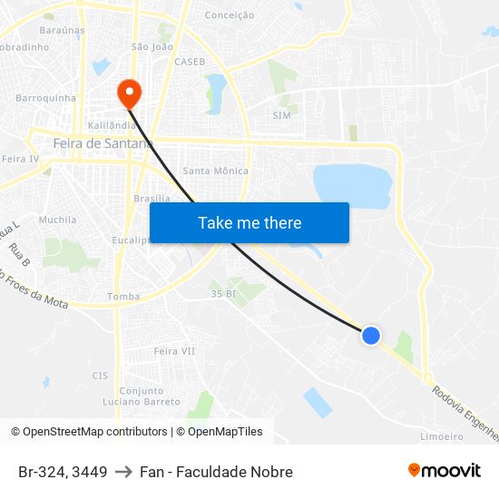 Br-324, 3449 to Fan - Faculdade Nobre map