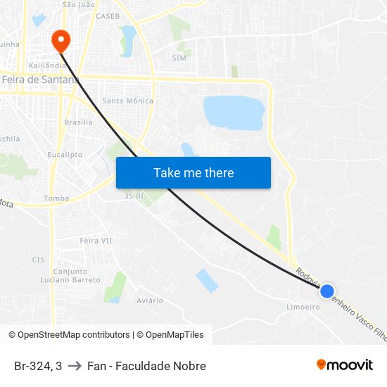 Br-324, 3 to Fan - Faculdade Nobre map