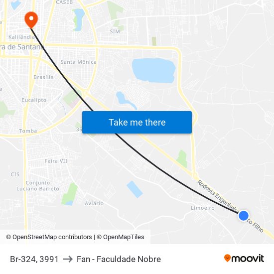 Br-324, 3991 to Fan - Faculdade Nobre map