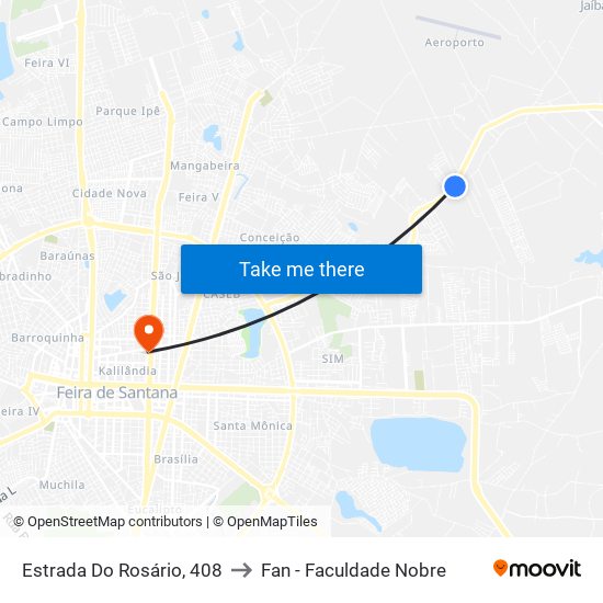 Estrada Do Rosário, 408 to Fan - Faculdade Nobre map
