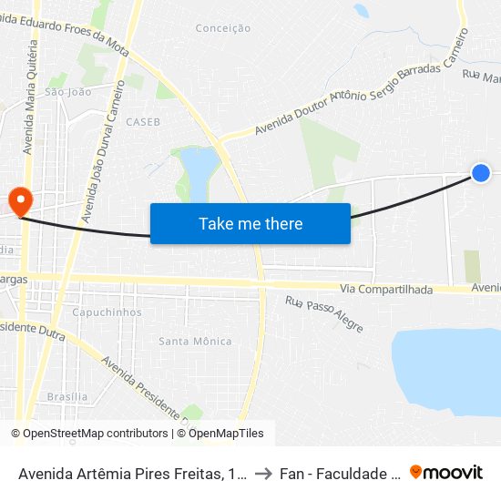 Avenida Artêmia Pires Freitas, 1519-2273 to Fan - Faculdade Nobre map