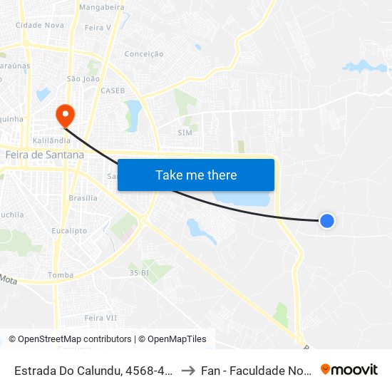 Estrada Do Calundu, 4568-4670 to Fan - Faculdade Nobre map