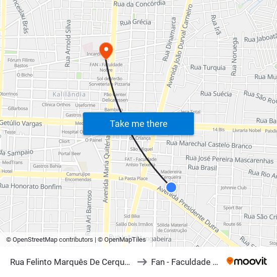 Rua Felinto Marquês De Cerqueira, 646 to Fan - Faculdade Nobre map