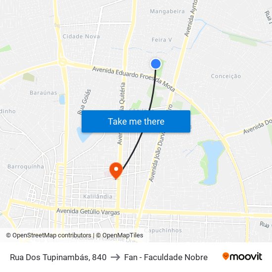 Rua Dos Tupinambás, 840 to Fan - Faculdade Nobre map