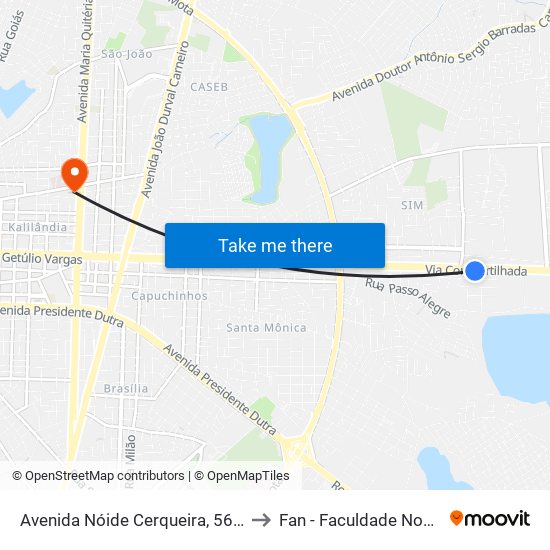 Avenida Nóide Cerqueira, 5611 to Fan - Faculdade Nobre map