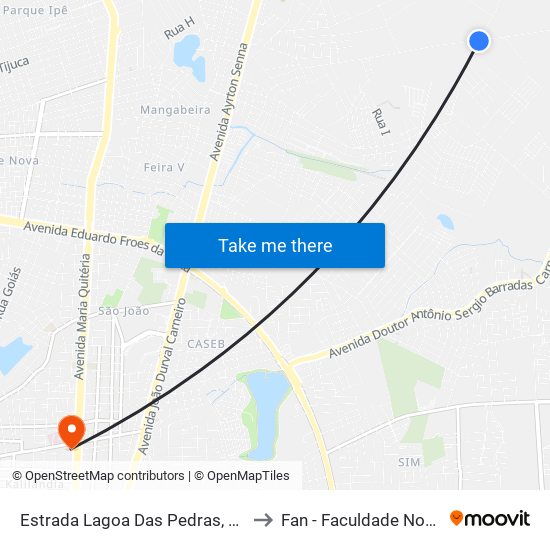 Estrada Lagoa Das Pedras, 714 to Fan - Faculdade Nobre map