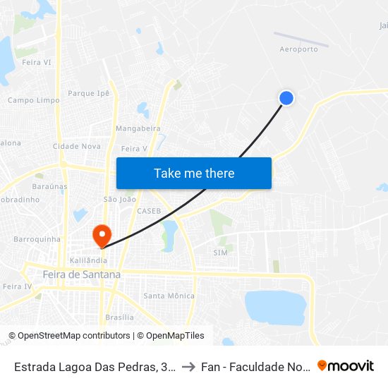 Estrada Lagoa Das Pedras, 3682 to Fan - Faculdade Nobre map