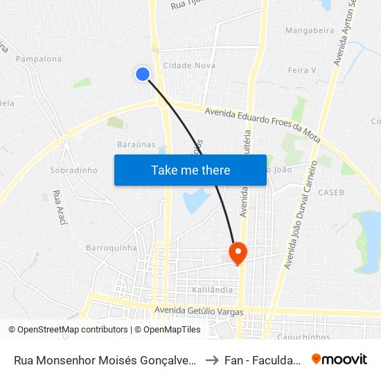 Rua Monsenhor Moisés Gonçalves Do Couto, 1130 to Fan - Faculdade Nobre map