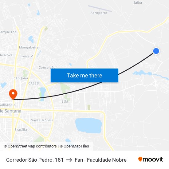 Corredor São Pedro, 181 to Fan - Faculdade Nobre map