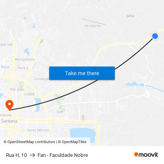 Rua H, 10 to Fan - Faculdade Nobre map