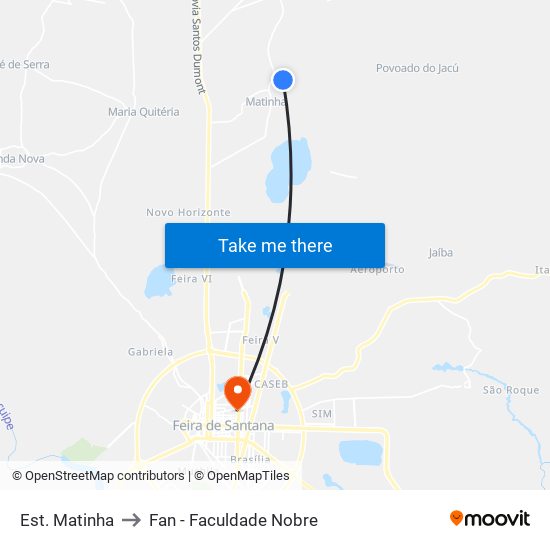 Est. Matinha to Fan - Faculdade Nobre map