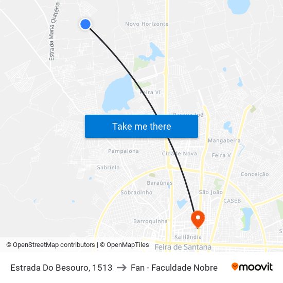 Estrada Do Besouro, 1513 to Fan - Faculdade Nobre map