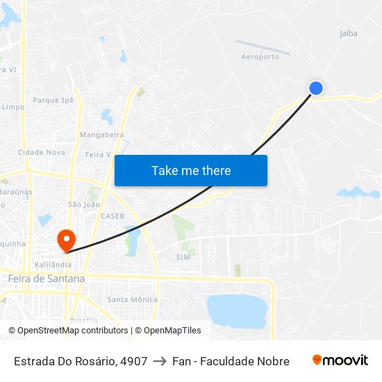 Estrada Do Rosário, 4907 to Fan - Faculdade Nobre map