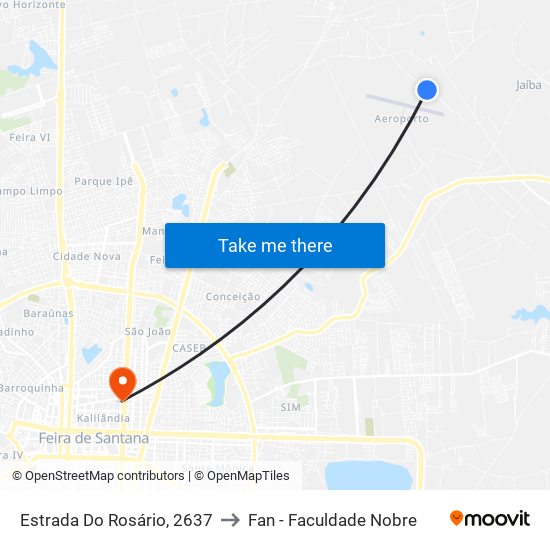 Estrada Do Rosário, 2637 to Fan - Faculdade Nobre map