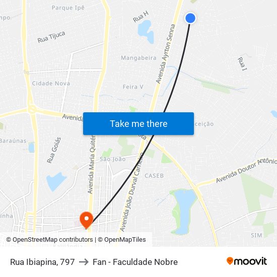 Rua Ibiapina, 797 to Fan - Faculdade Nobre map