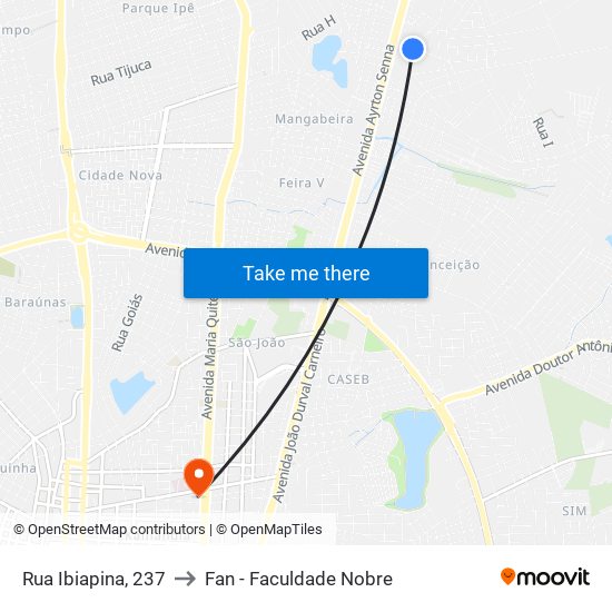 Rua Ibiapina, 237 to Fan - Faculdade Nobre map