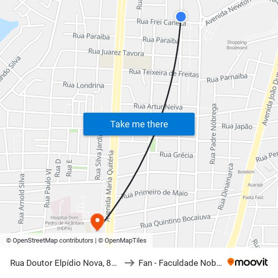 Rua Doutor Elpídio Nova, 851 to Fan - Faculdade Nobre map