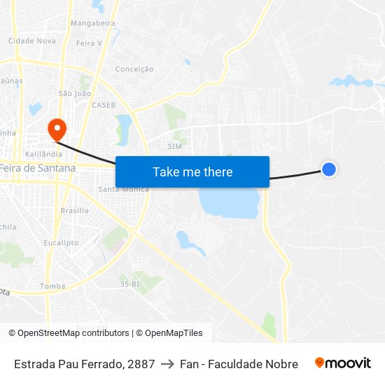 Estrada Pau Ferrado, 2887 to Fan - Faculdade Nobre map