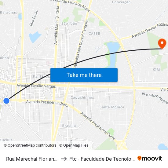 Rua Marechal Floriano Peixoto, 8 to Ftc - Faculdade De Tecnologia E Ciências map