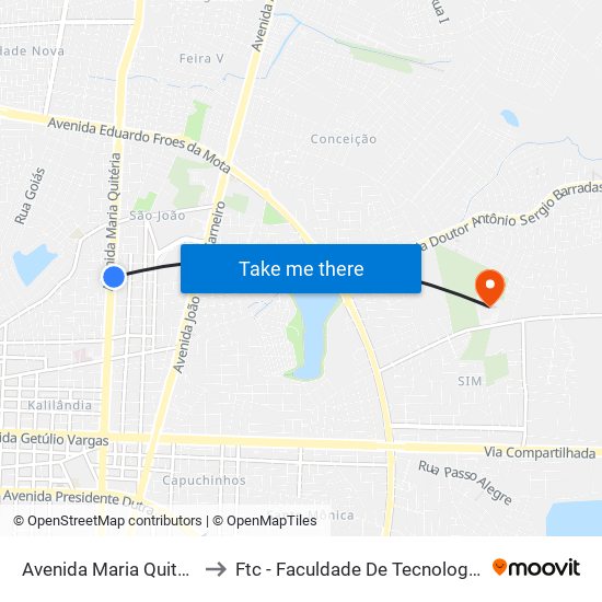 Avenida Maria Quitéria, 2790 to Ftc - Faculdade De Tecnologia E Ciências map