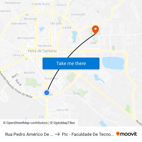 Rua Pedro Américo De Brito, 687-767 to Ftc - Faculdade De Tecnologia E Ciências map