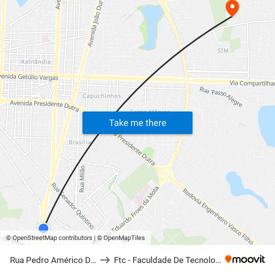 Rua Pedro Américo De Brito, 831 to Ftc - Faculdade De Tecnologia E Ciências map