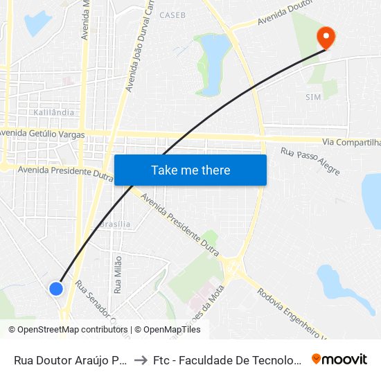 Rua Doutor Araújo Pinho, 1795 to Ftc - Faculdade De Tecnologia E Ciências map