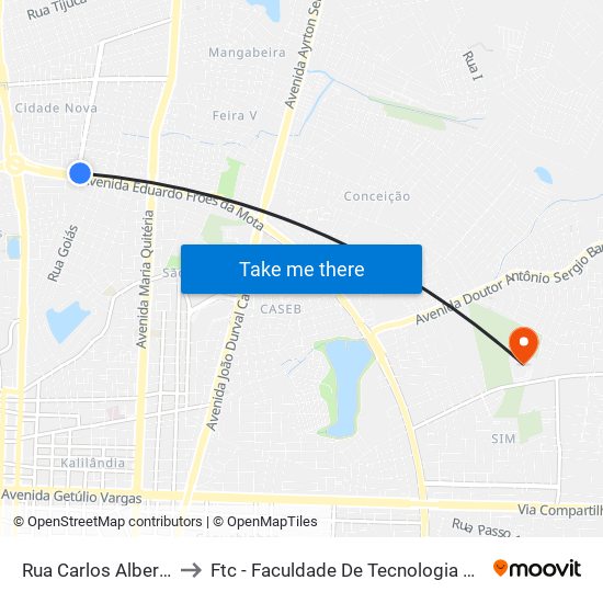 Rua Carlos Alberto, 18 to Ftc - Faculdade De Tecnologia E Ciências map