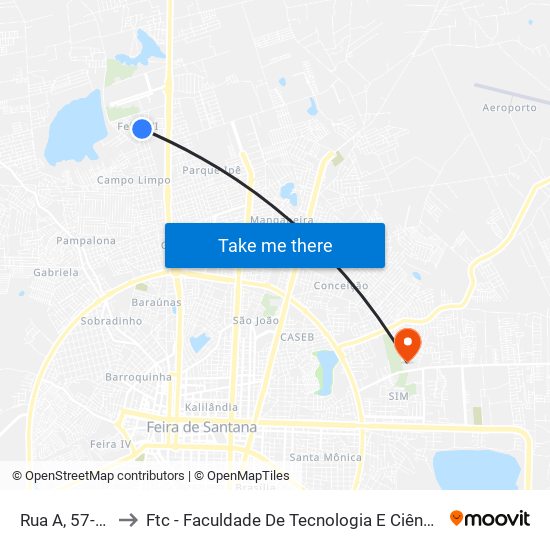 Rua A, 57-63 to Ftc - Faculdade De Tecnologia E Ciências map