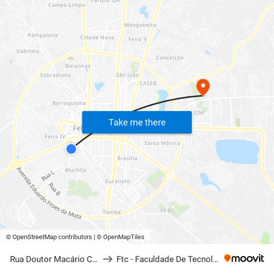 Rua Doutor Macário Cerqueira, 315 to Ftc - Faculdade De Tecnologia E Ciências map