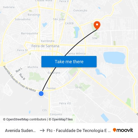 Avenida Sudene, 770 to Ftc - Faculdade De Tecnologia E Ciências map