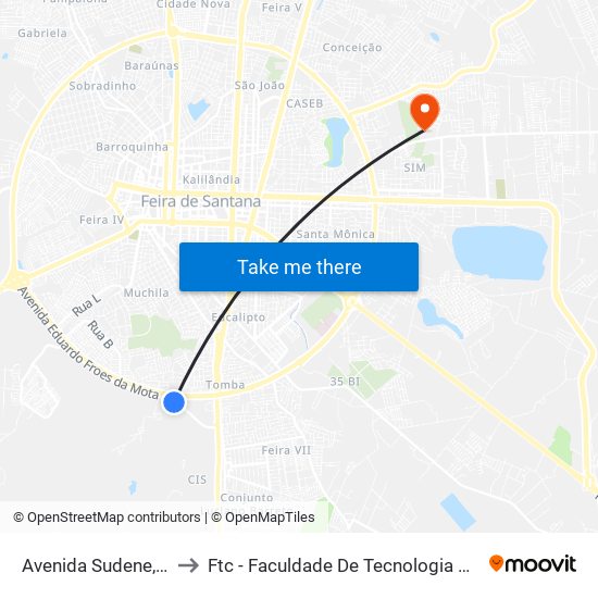 Avenida Sudene, 2236 to Ftc - Faculdade De Tecnologia E Ciências map