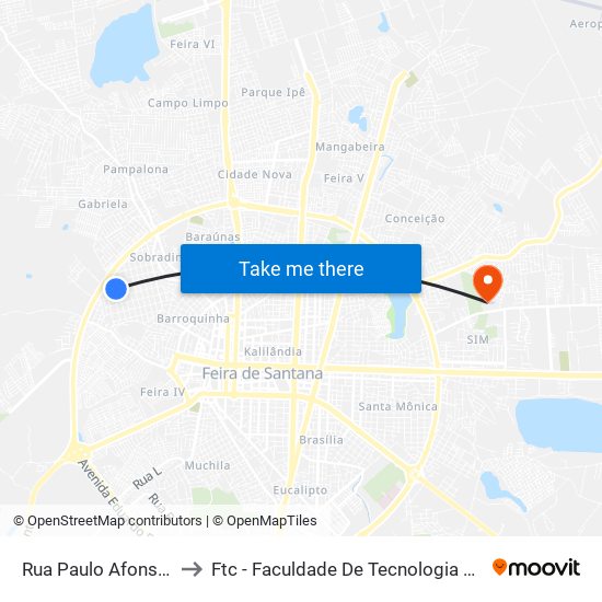 Rua Paulo Afonso, 936 to Ftc - Faculdade De Tecnologia E Ciências map