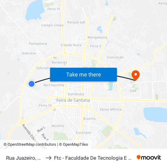 Rua Juazeiro, 1199 to Ftc - Faculdade De Tecnologia E Ciências map