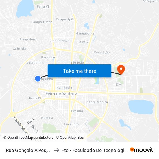 Rua Gonçalo Alves, 120-214 to Ftc - Faculdade De Tecnologia E Ciências map