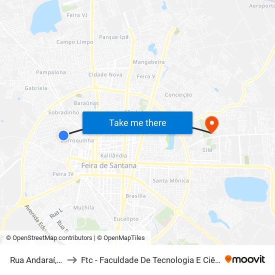 Rua Andaraí, 88 to Ftc - Faculdade De Tecnologia E Ciências map